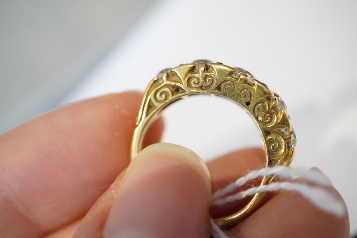 A five-stone diamond ring, circa 1900